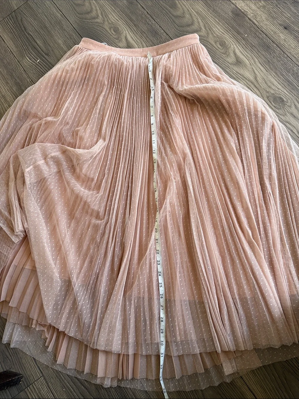Midi Pleated Tulle Skirt in Dusty Pink